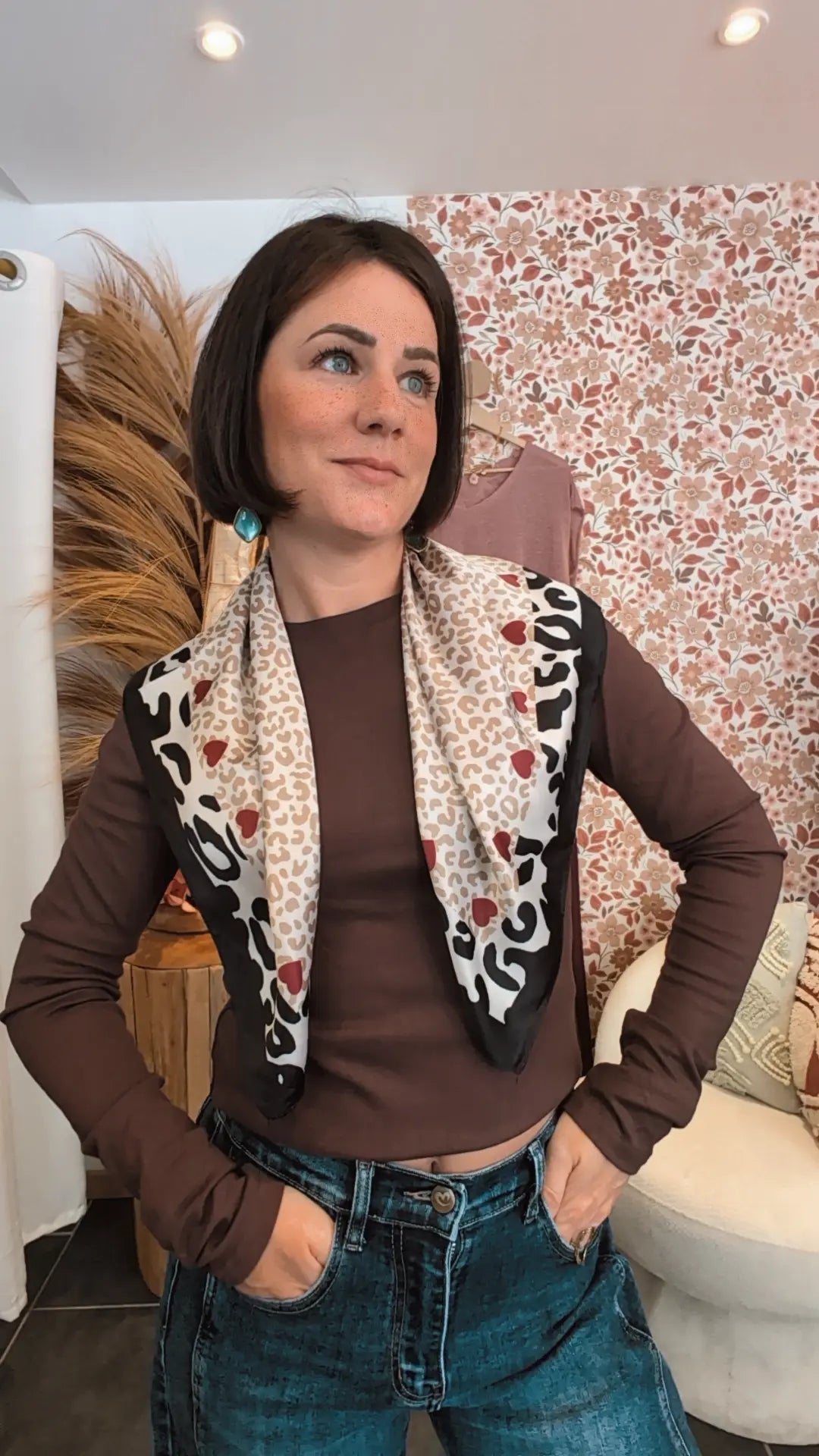 Foulard léopard Love beige
