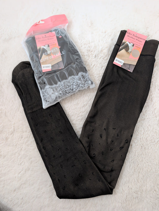 Collant polaire noir léopard