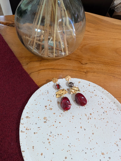 Boucle d'oreille Alba bordeaux