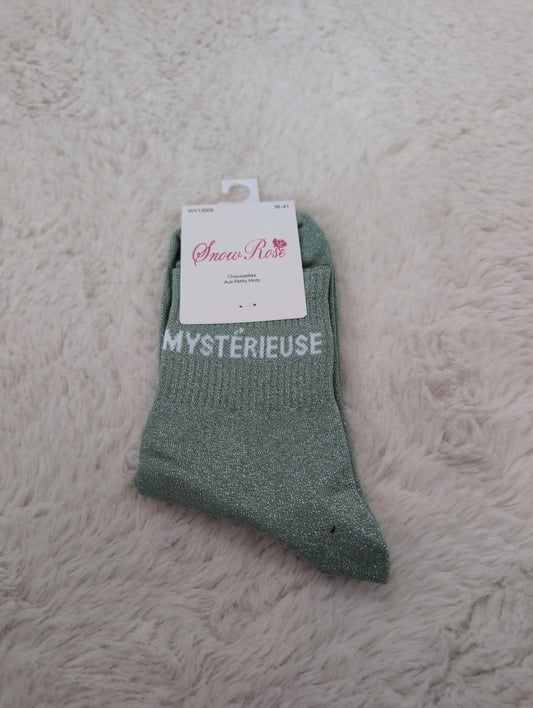 Chaussettes brillantes MYSTERIEUSE vert eau