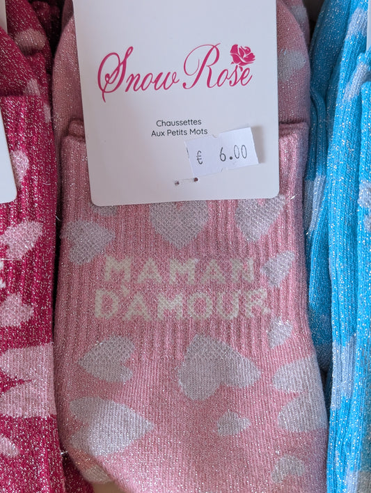 Chaussettes Maman d'amour rose