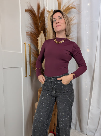 Body manche longue bordeaux