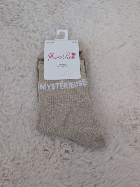 Chaussettes brillantes MYSTERIEUSE vanille