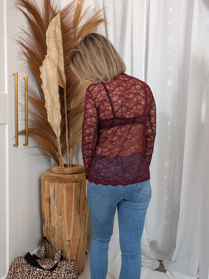 Sous pull dentelle bordeaux