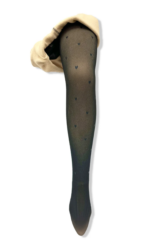 Collant polaire transparant noir coeur