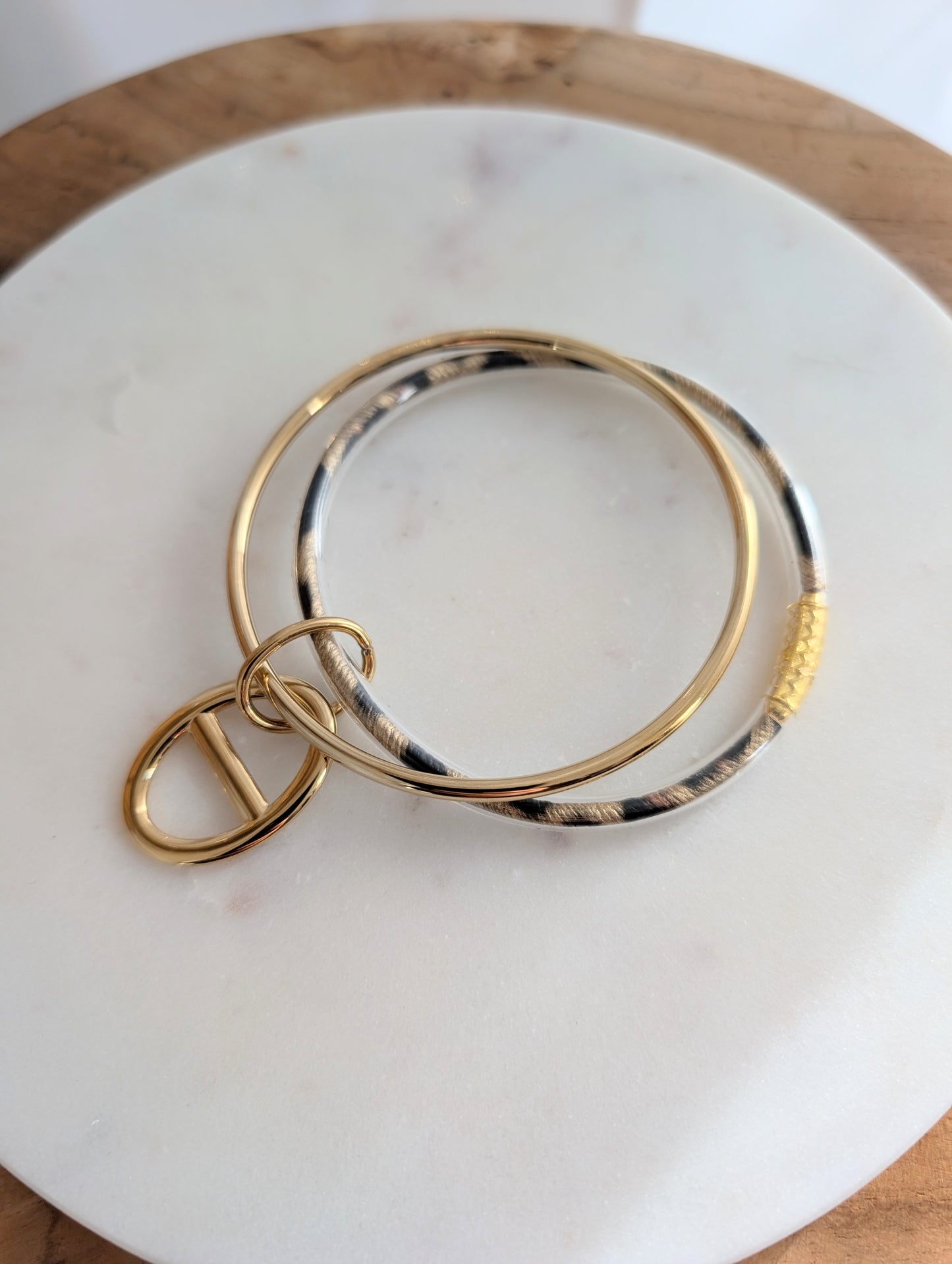 Bracelets léopard et doré maille