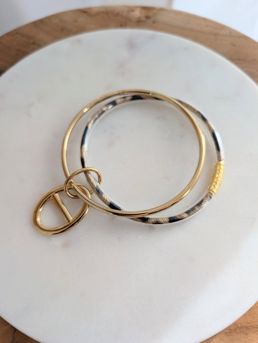 Bracelets léopard et doré maille