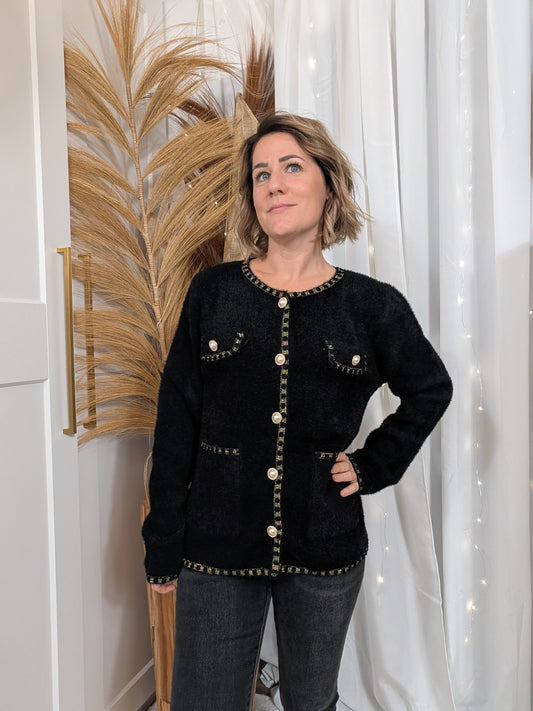 Gilet noir boutons dorés