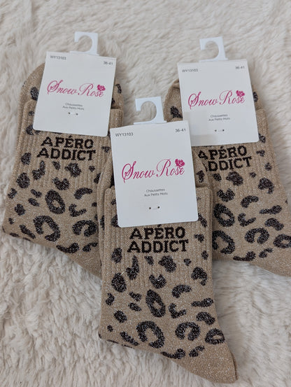 Chaussettes léopard Apéro Addict beiges