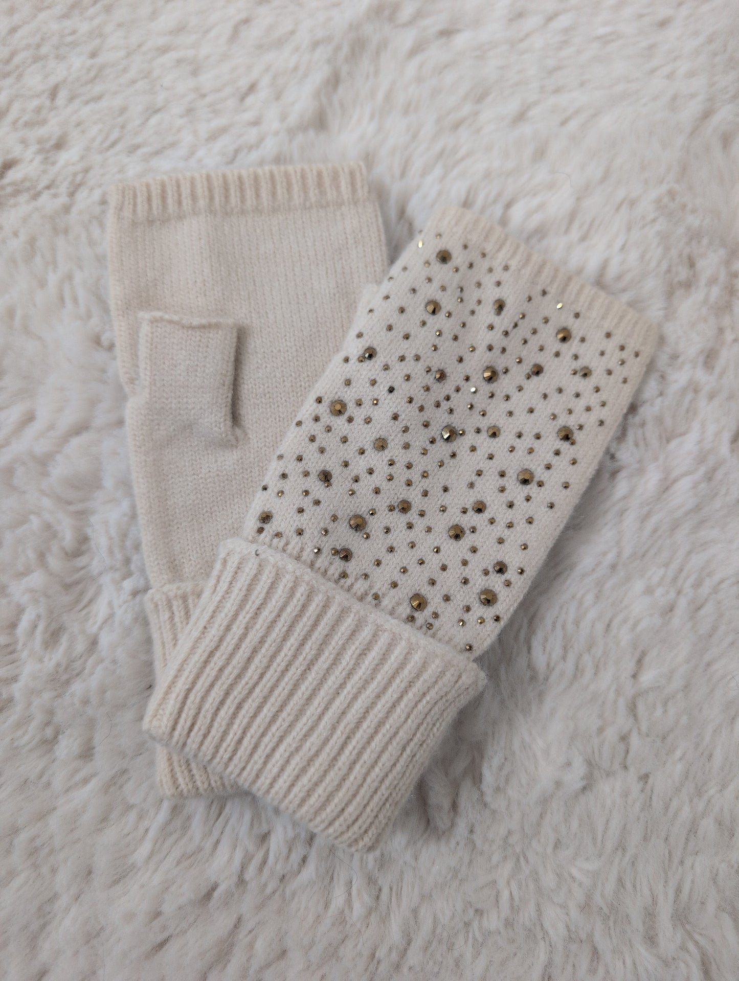 Mitaines strass beige