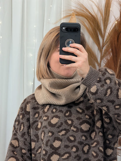 Tour de cou à côtes beige