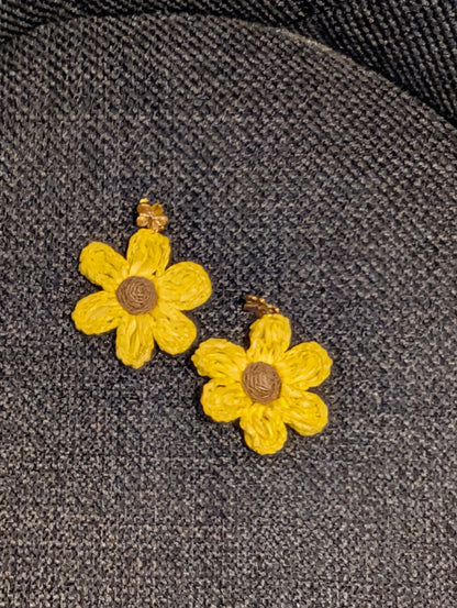 Boucles d'oreilles Fleur jaune
