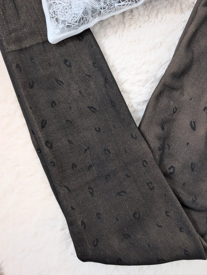 Collant polaire noir léopard