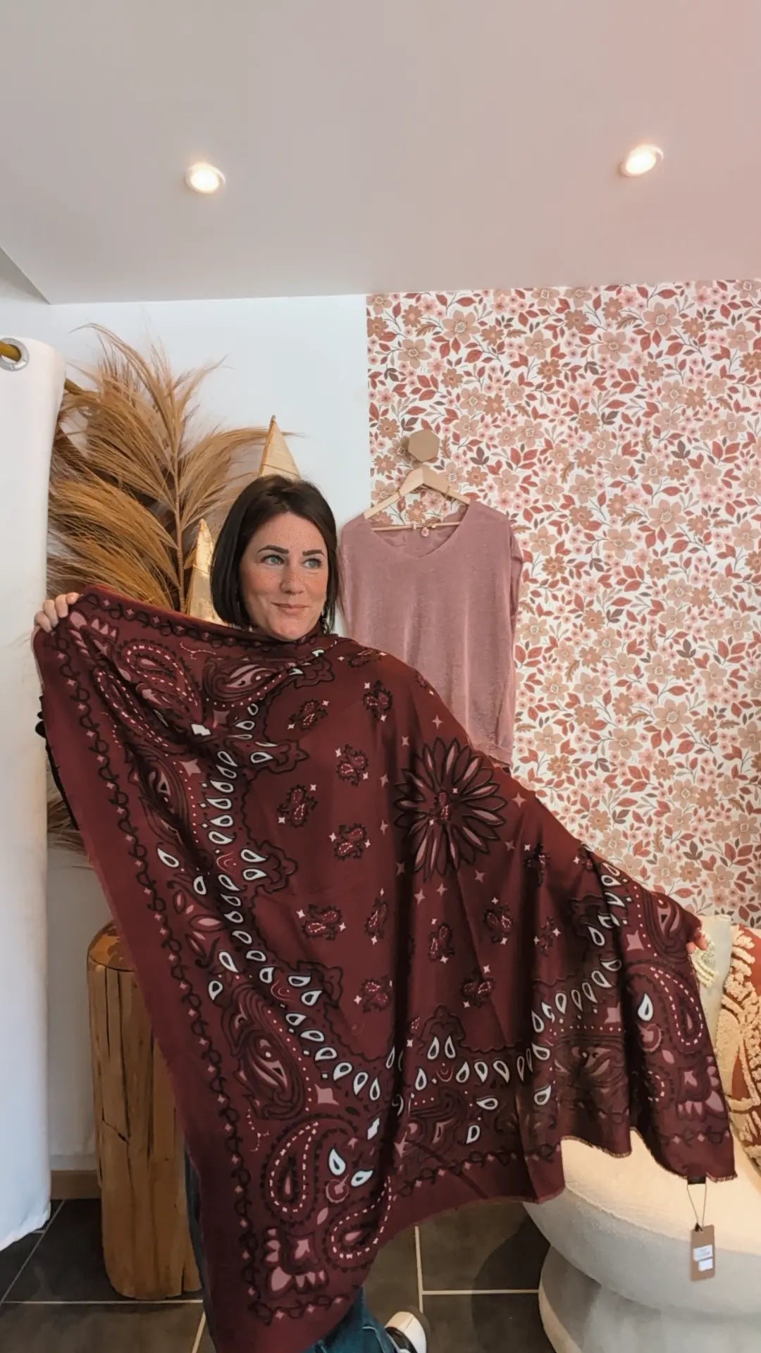 Foulard imprimé bordeaux