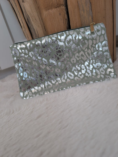 Trousse de maquillage léopard vert d'eau