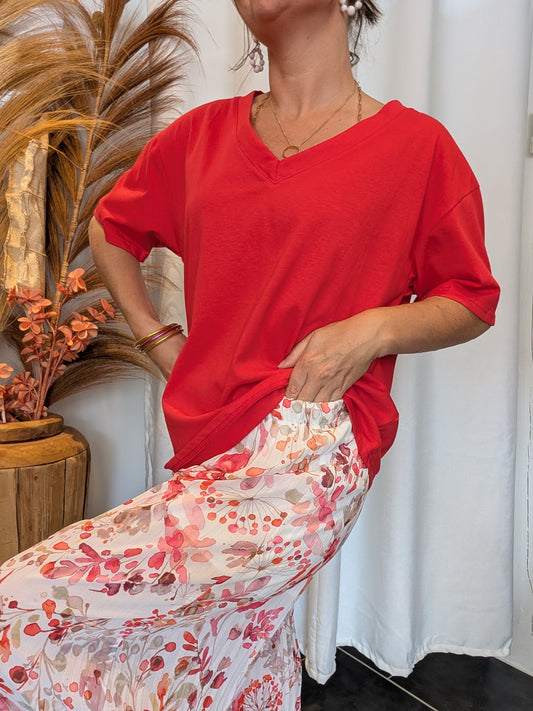 Tee-shirt oversize rouge Charlotte