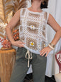 Top crochet beige
