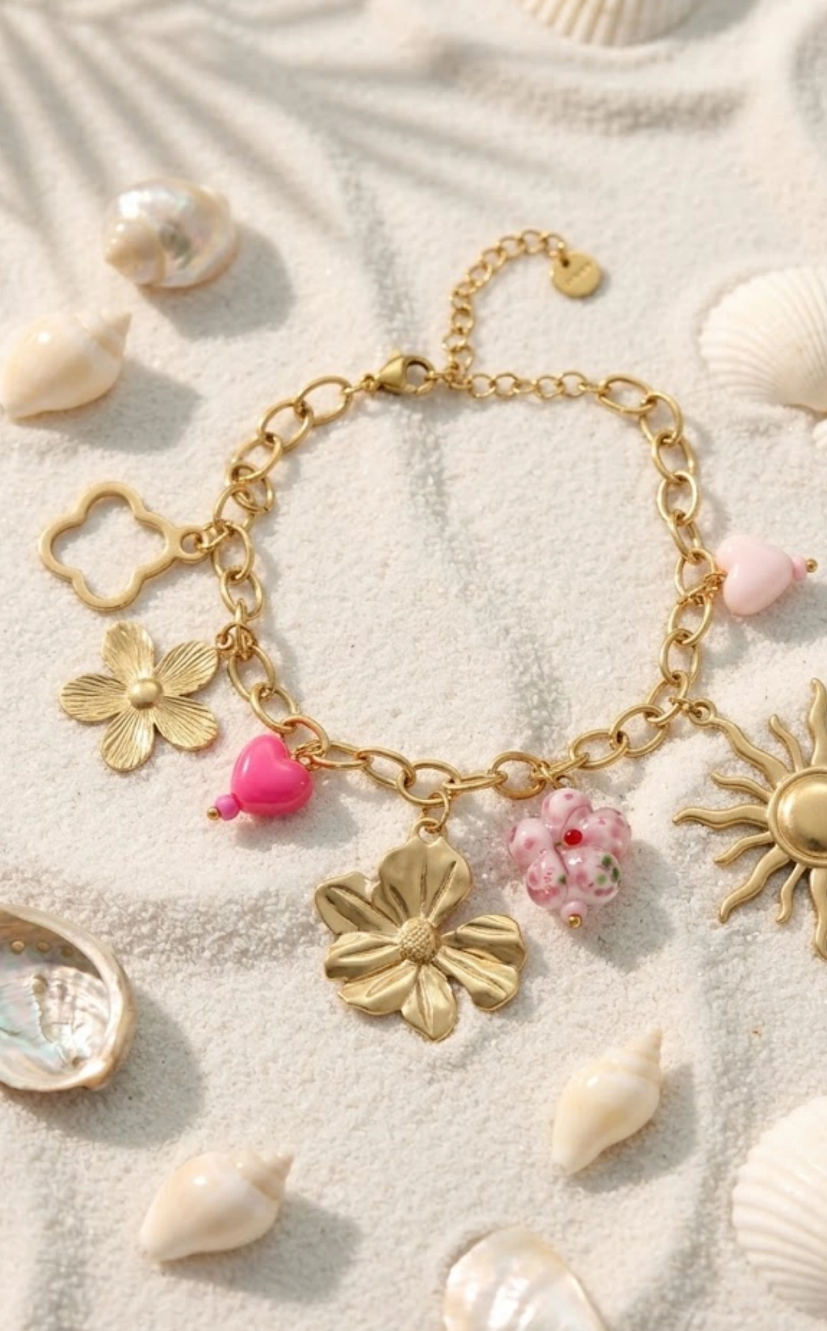 Bracelet charms rose Tifany