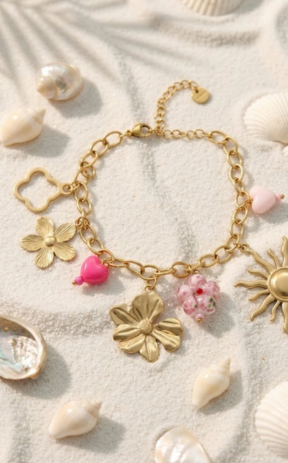 Bracelet charms rose Tifany