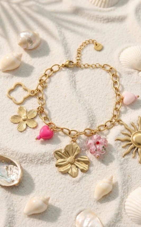 Bracelet charms rose Tifany