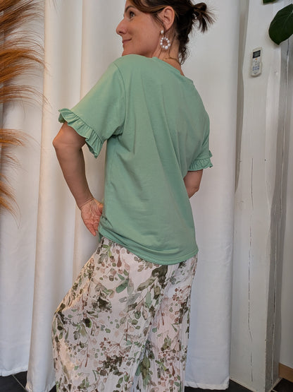 Tee-shirt Volant vert d'eau