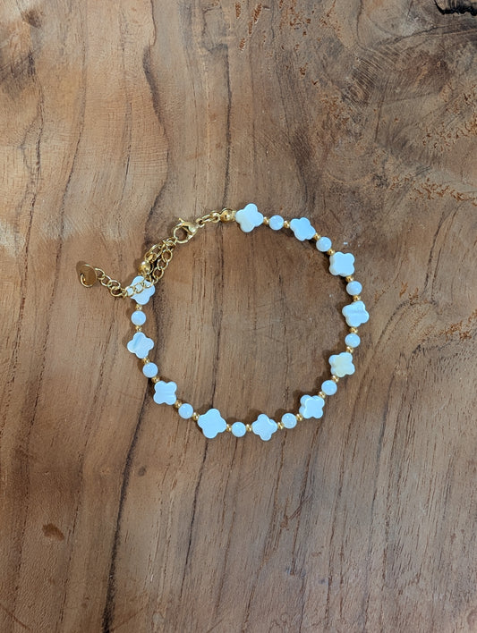 Bracelet trèble nacré en acier inoxydable