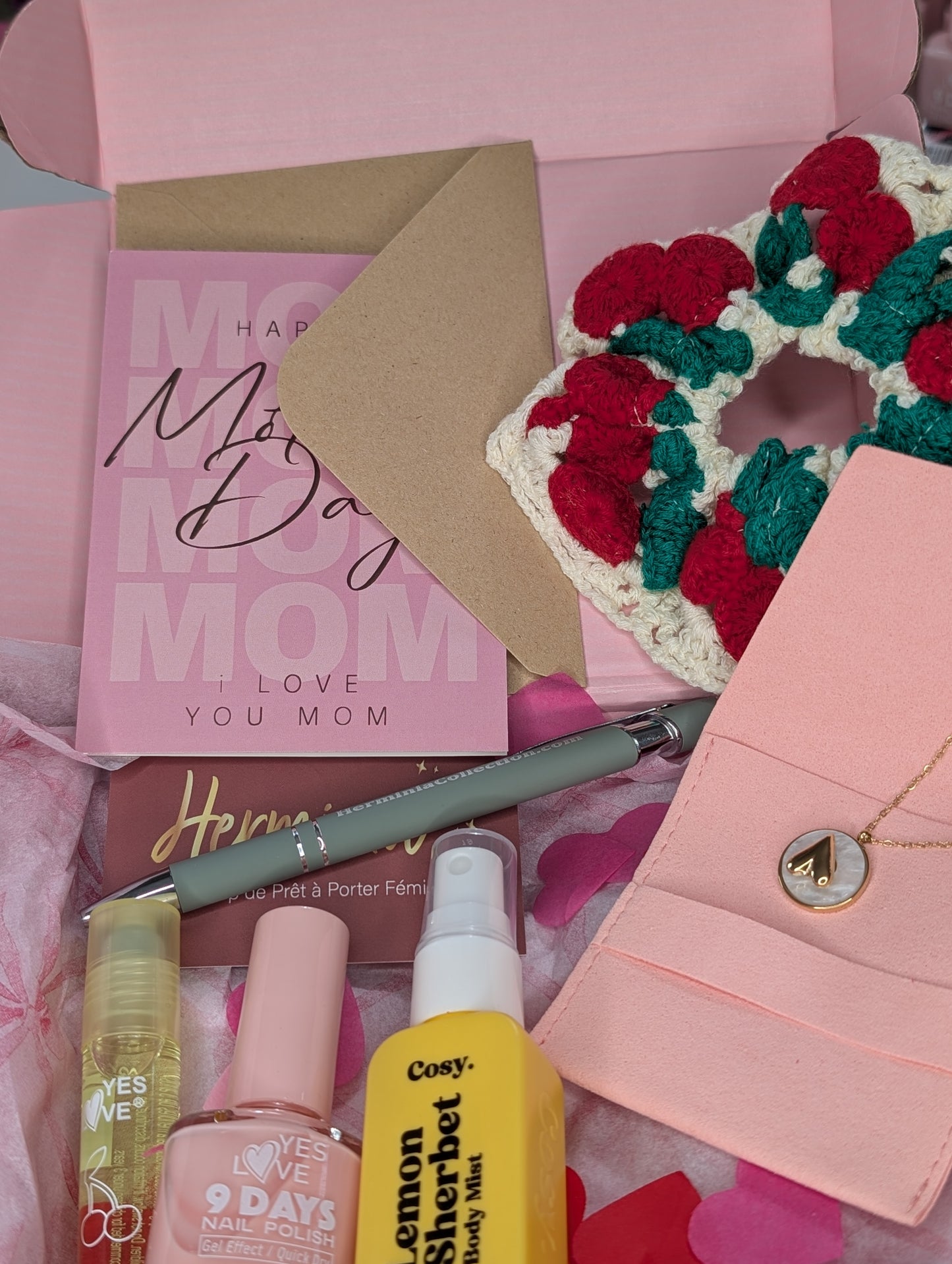 Coffret fêtes des mères - Chouchou CERISES - à personnaliser