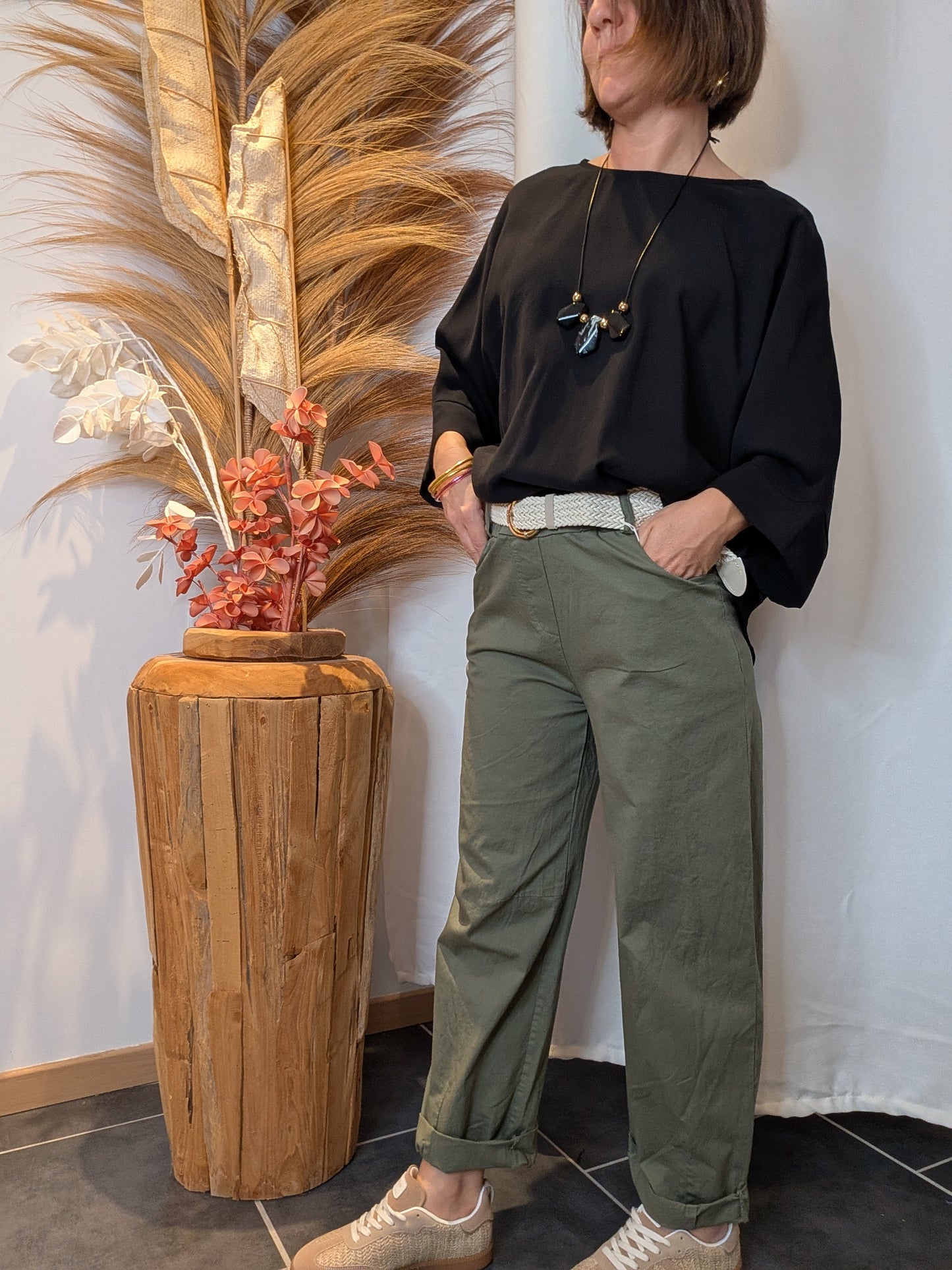 Pantalon Célia kaki