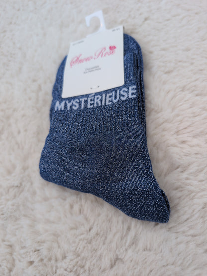 Chaussettes brillantes MYSTERIEUSE bleu roi