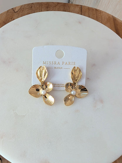 Boucles d'oreilles Fleurs perles
