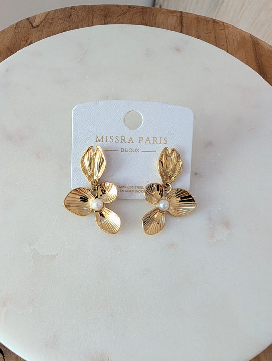 Boucles d'oreilles Fleurs perles