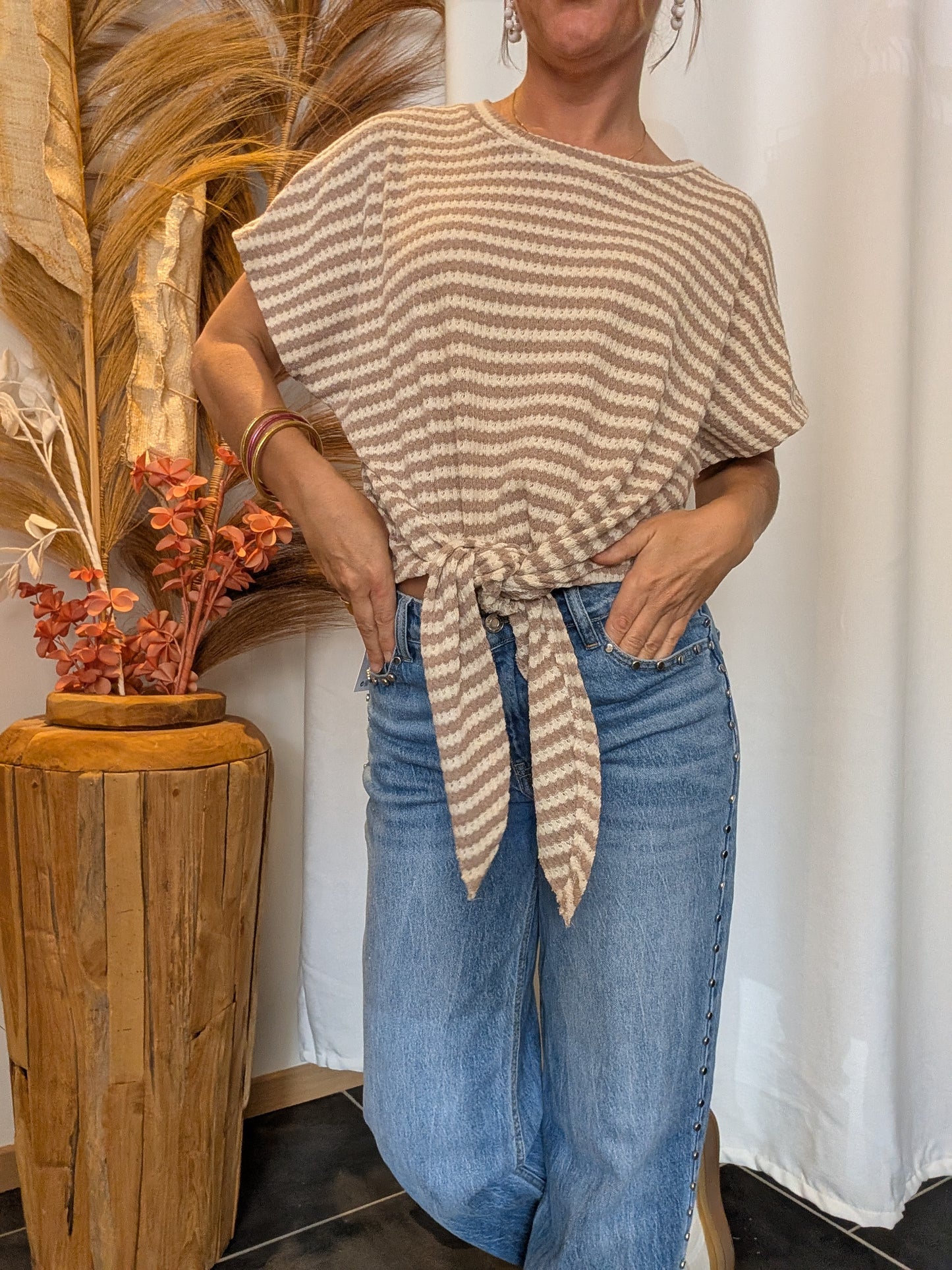 Tee-shirt rayé Diva Taupe