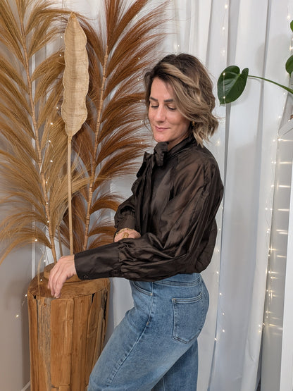 Chemise blouse col  avec neoud