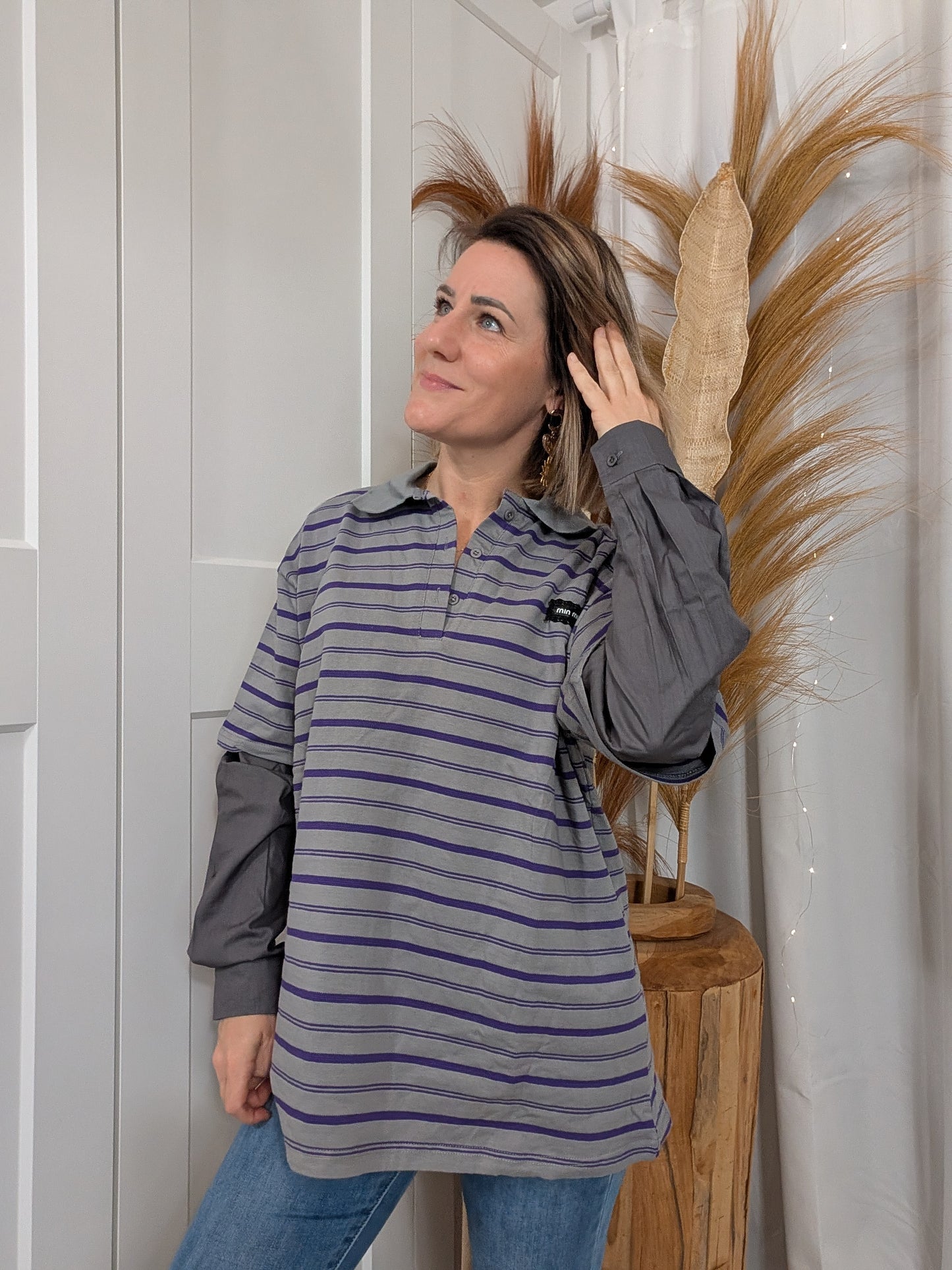 Top rayé effet polo, chemise