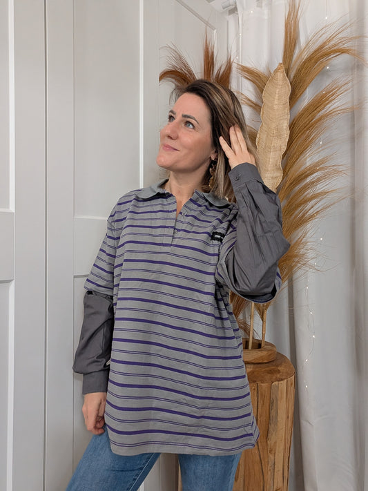 Top rayé effet polo, chemise