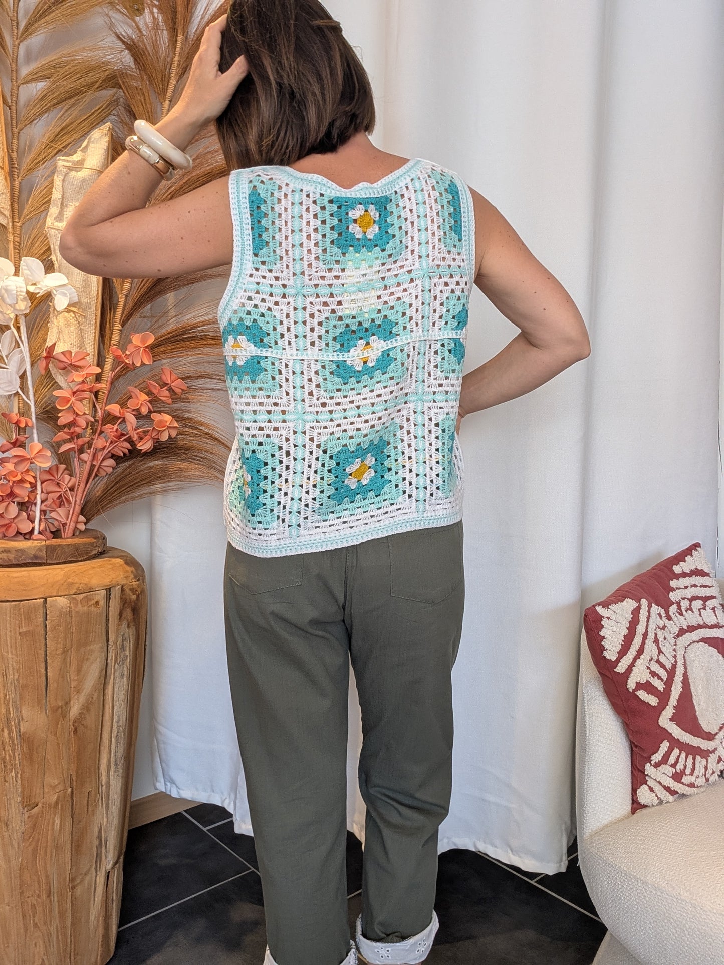 Top crochet vert d'eau