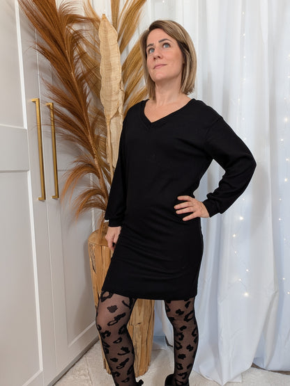 Robe pull col V noire