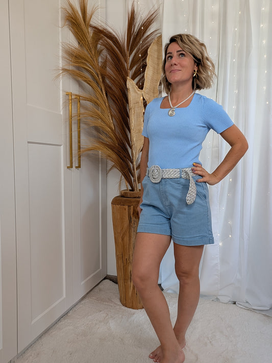 Top maille, bleu ciel - Emma