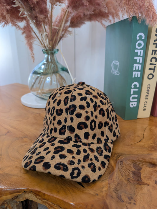Casquette léopard camel