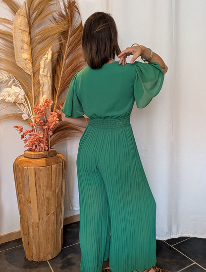 Combinaison pilssée verte - Linette
