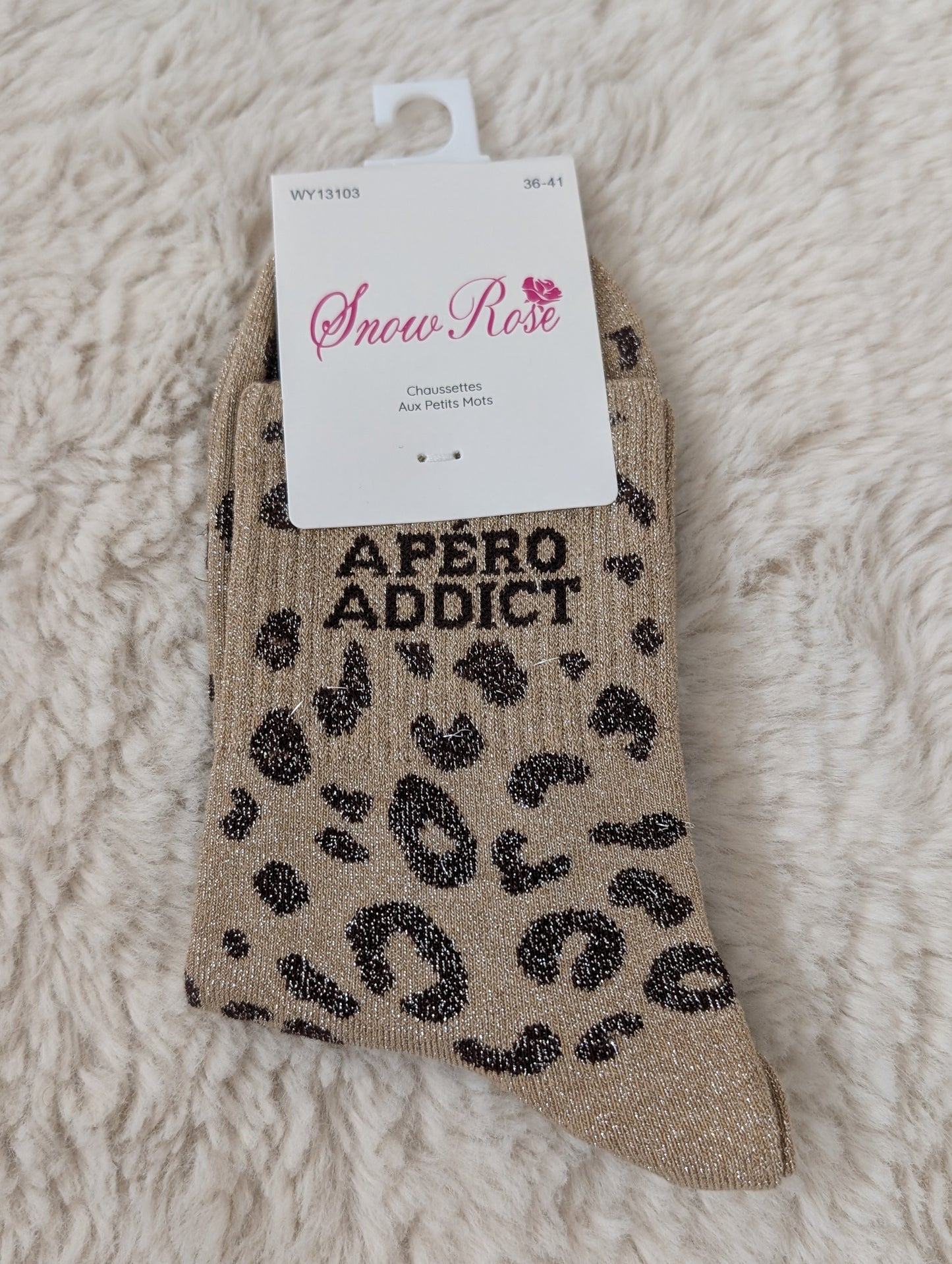 Chaussettes léopard Apéro Addict beiges