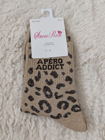 Chaussettes léopard Apéro Addict beiges