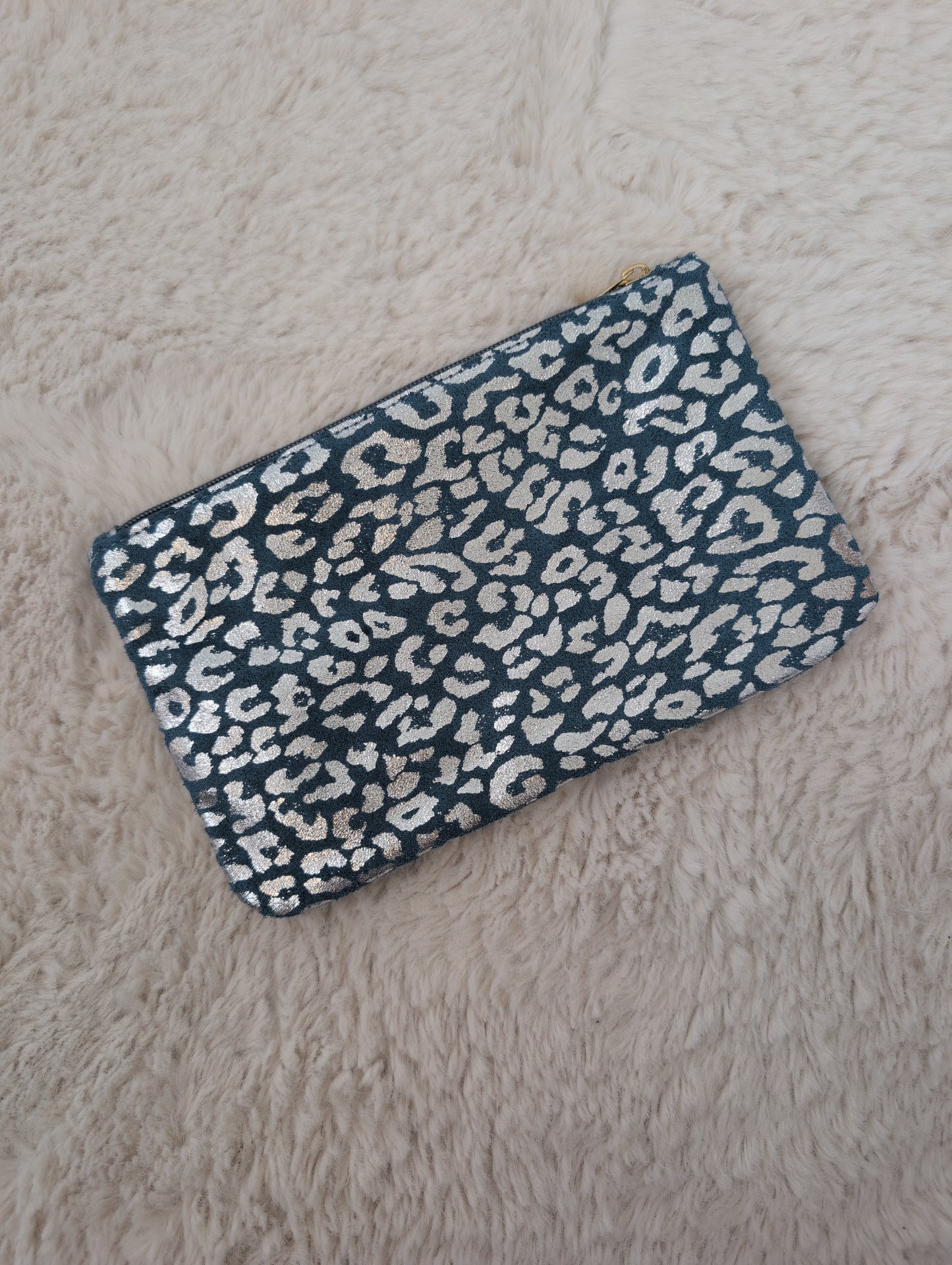 Trousse de maquillage léopard bleu jean